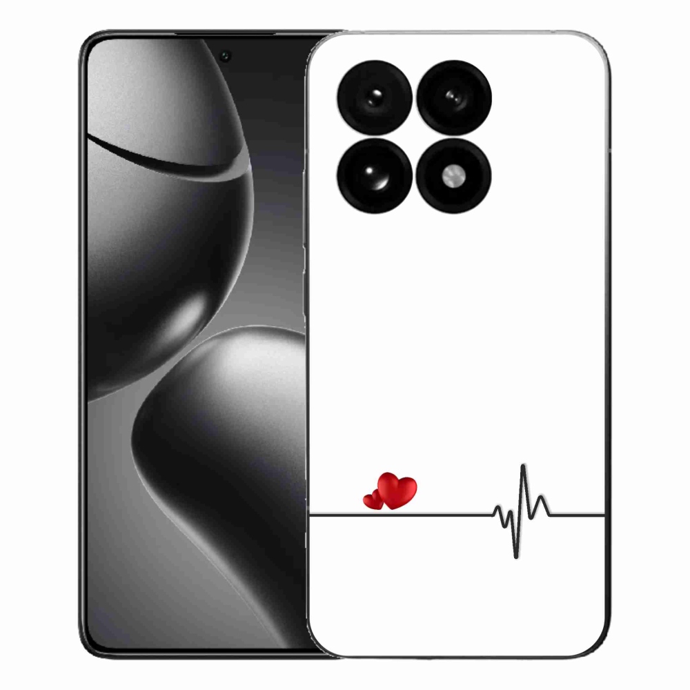Gél borító mmCase a Xiaomi 15T-hez - szív és szívverés fehér háttérrel