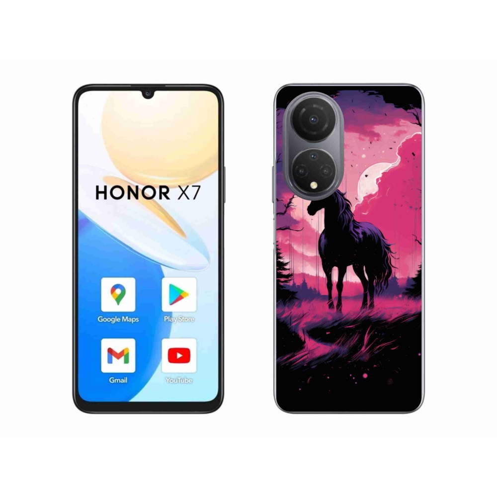 Zselés borítás mmCase a Honor X7-hez - fekete rajzfilm ló 1