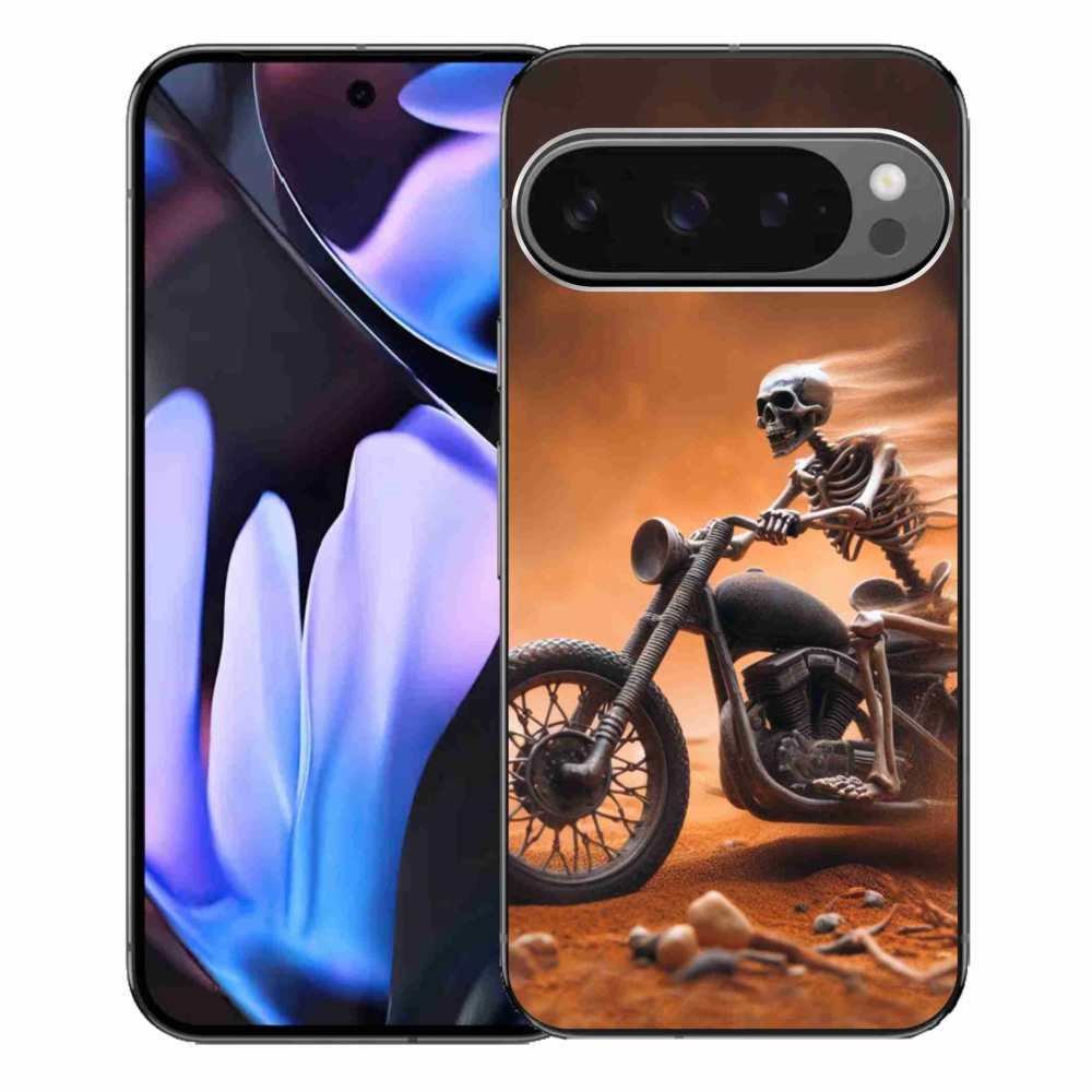 Gél borítás mmCase a Google Pixel 9 Pro XL számára - csontváz egy motorkerékpáron