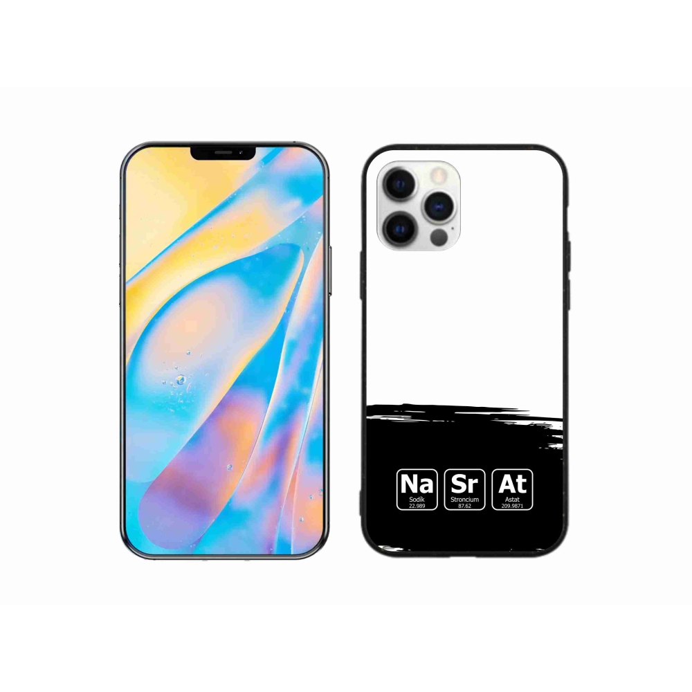 Gél borítás mmCase iPhone 12 készülékhez - kémiai elemek fekete és fehér háttérrel