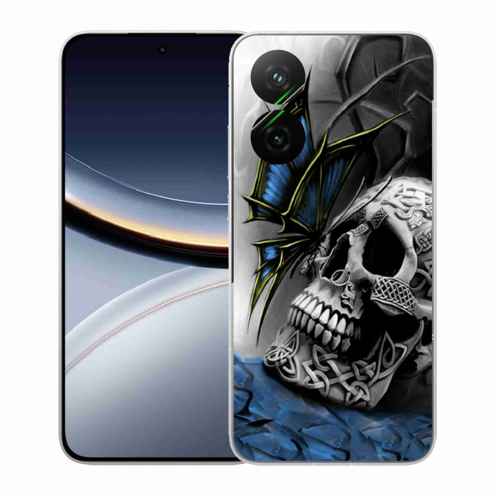 Gél borítás mmCase a Xiaomi Poco F7 5G számára - pillangó és koponya