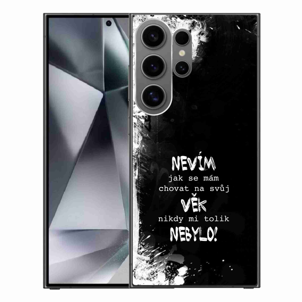 Gél borító mmCase Samsung Galaxy S24 Ultra készülékhez - vicces szöveg 14 fekete háttér