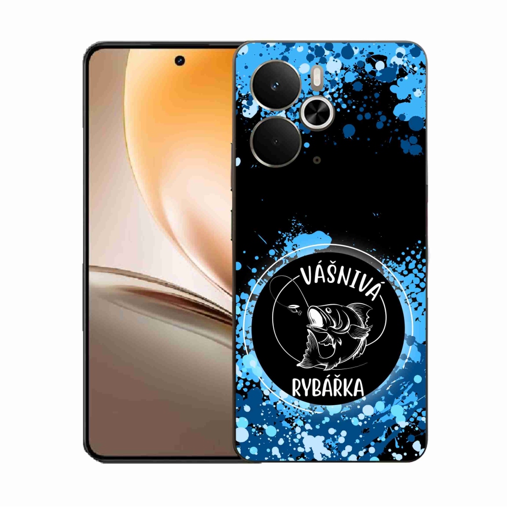 Gél borító mmCase a Realme 14 5G/14T 5G készülékhez - szenvedélyes halásznő fekete háttérrel
