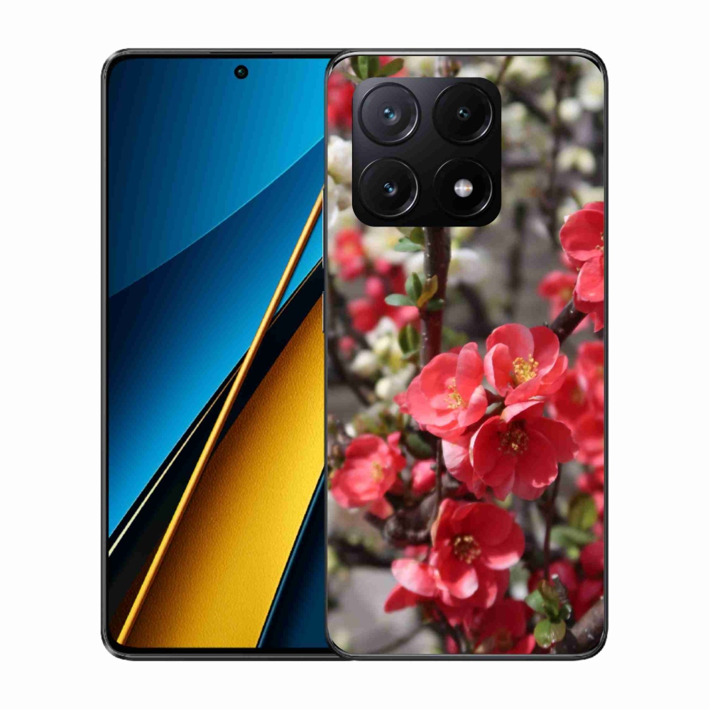 Gél borítás mmCase a Xiaomi Poco X6 Pro 5G számára - piros virágok