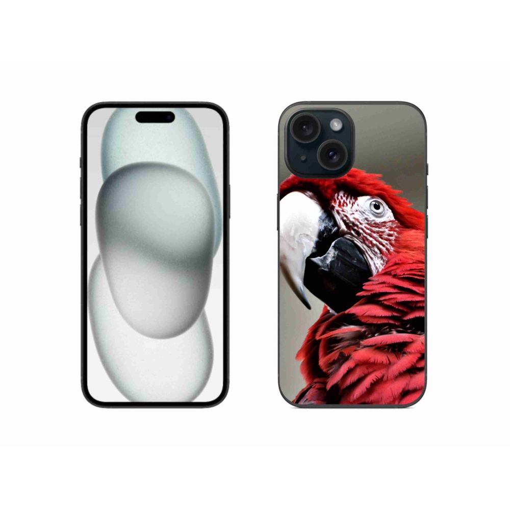 Gél tok mmCase iPhone 15 készülékhez - papagáj ara piros