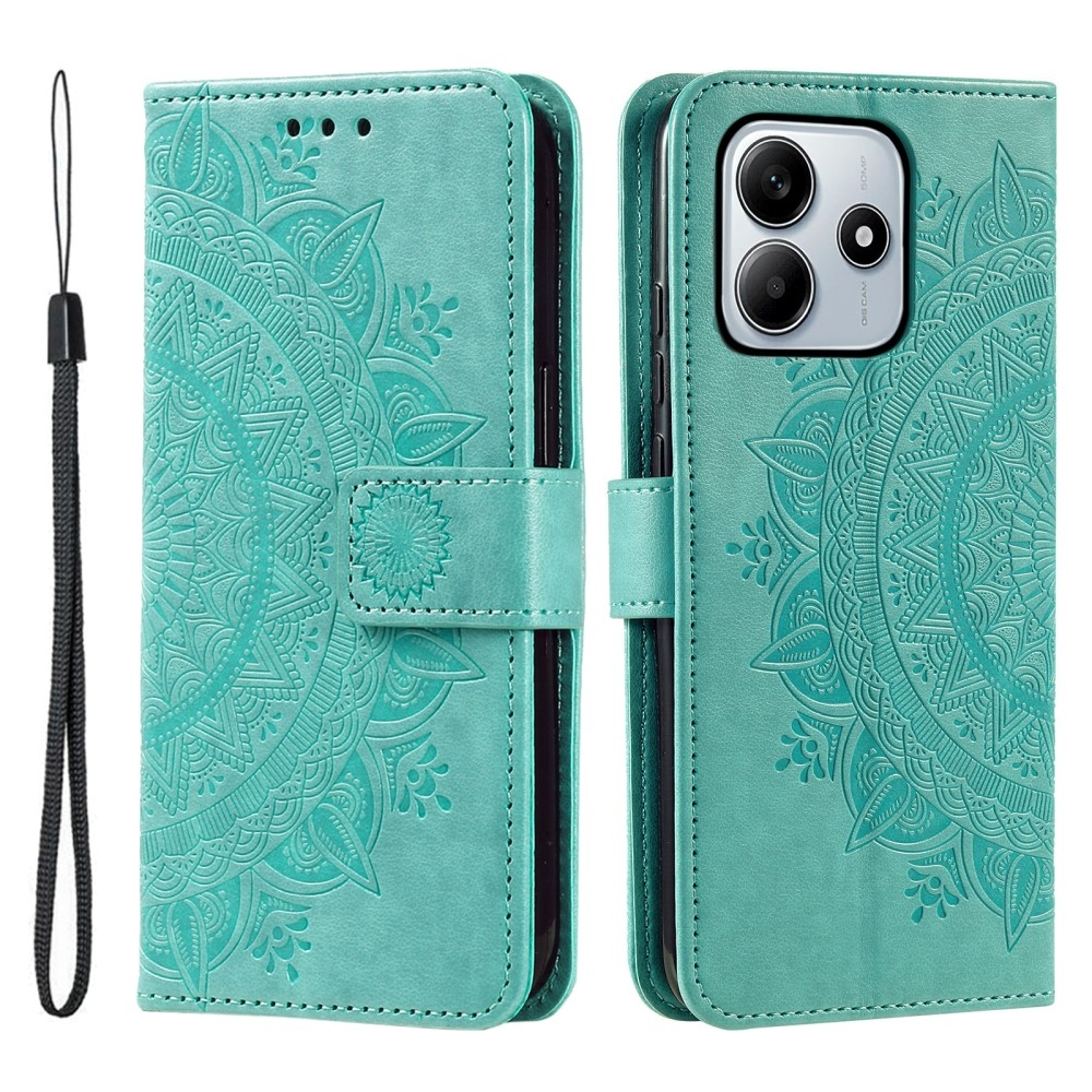 Mandala könyv tok a Xiaomi Redmi Note 14-hez - teal színű