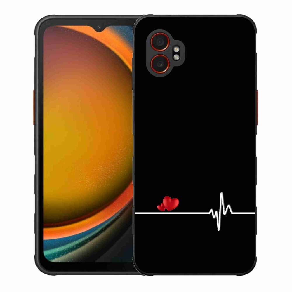 Gél borítás mmCase Samsung Galaxy Xcover 7 Pro készülékhez - szív és szívverés fekete háttérrel