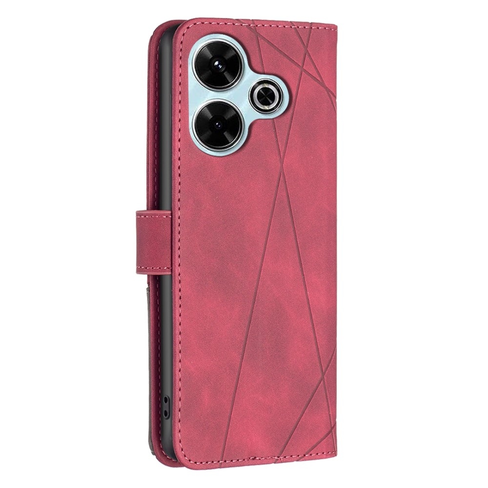 BINFEN könyv tok Xiaomi Redmi 13 4G/Poco M6 4G - piros színben