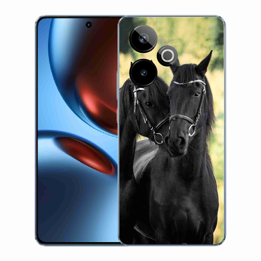 Zselés borítás mmCase a Realme GT 7 5G/GT 7T 5G számára - két fekete ló