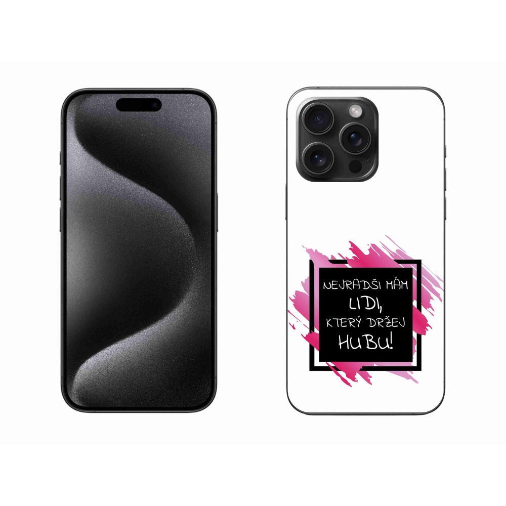 Gél borítás mmCase iPhone 15 Pro Max készülékhez - vicces szöveg 7 fekete-fehér háttérrel