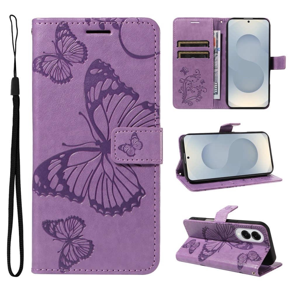 Nagy pillangó könyv tok Samsung Galaxy S25 Edge készülékhez - lila