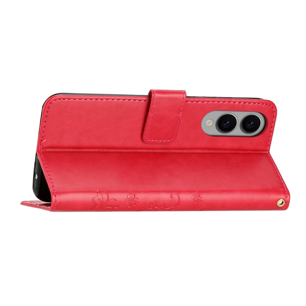 Virágok könyv tok Samsung Galaxy S25 Edge készülékhez - piros