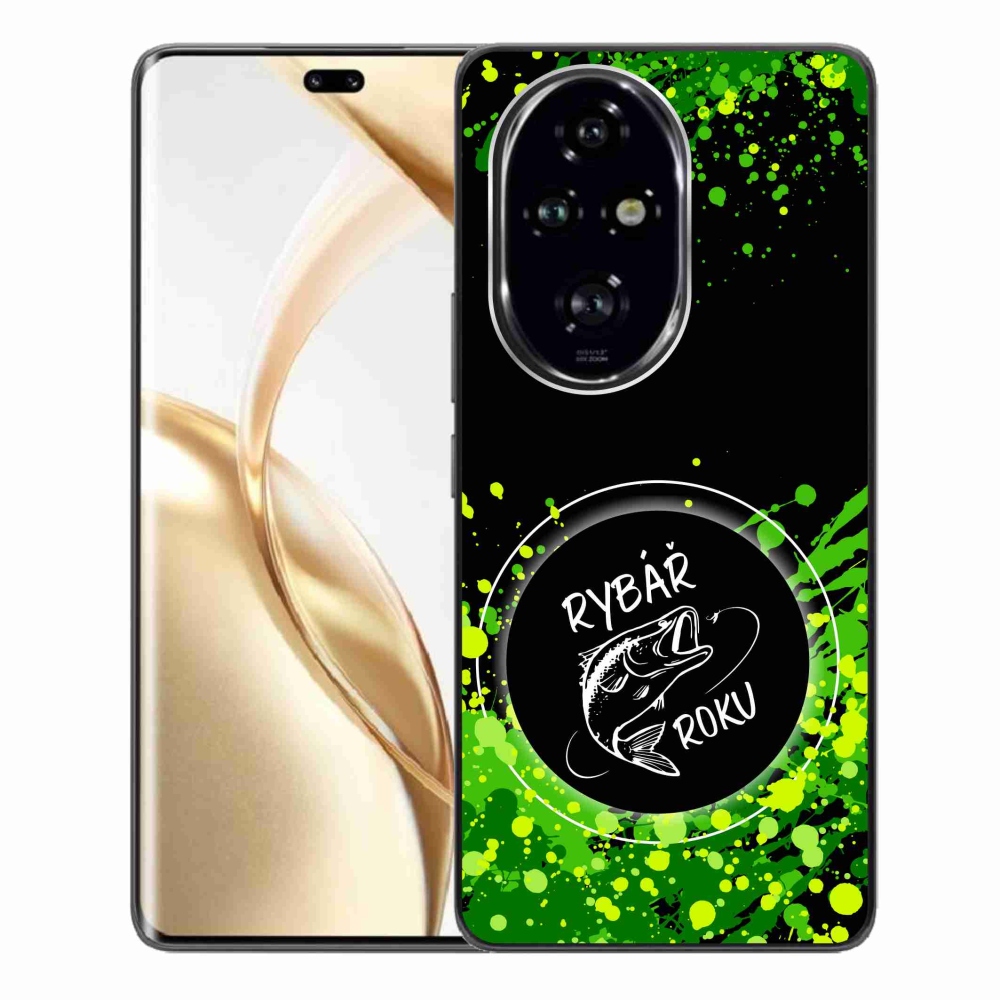 Zselés borító mmCase a Honor 200 Pro 5G számára - az év horgásza fekete háttérrel