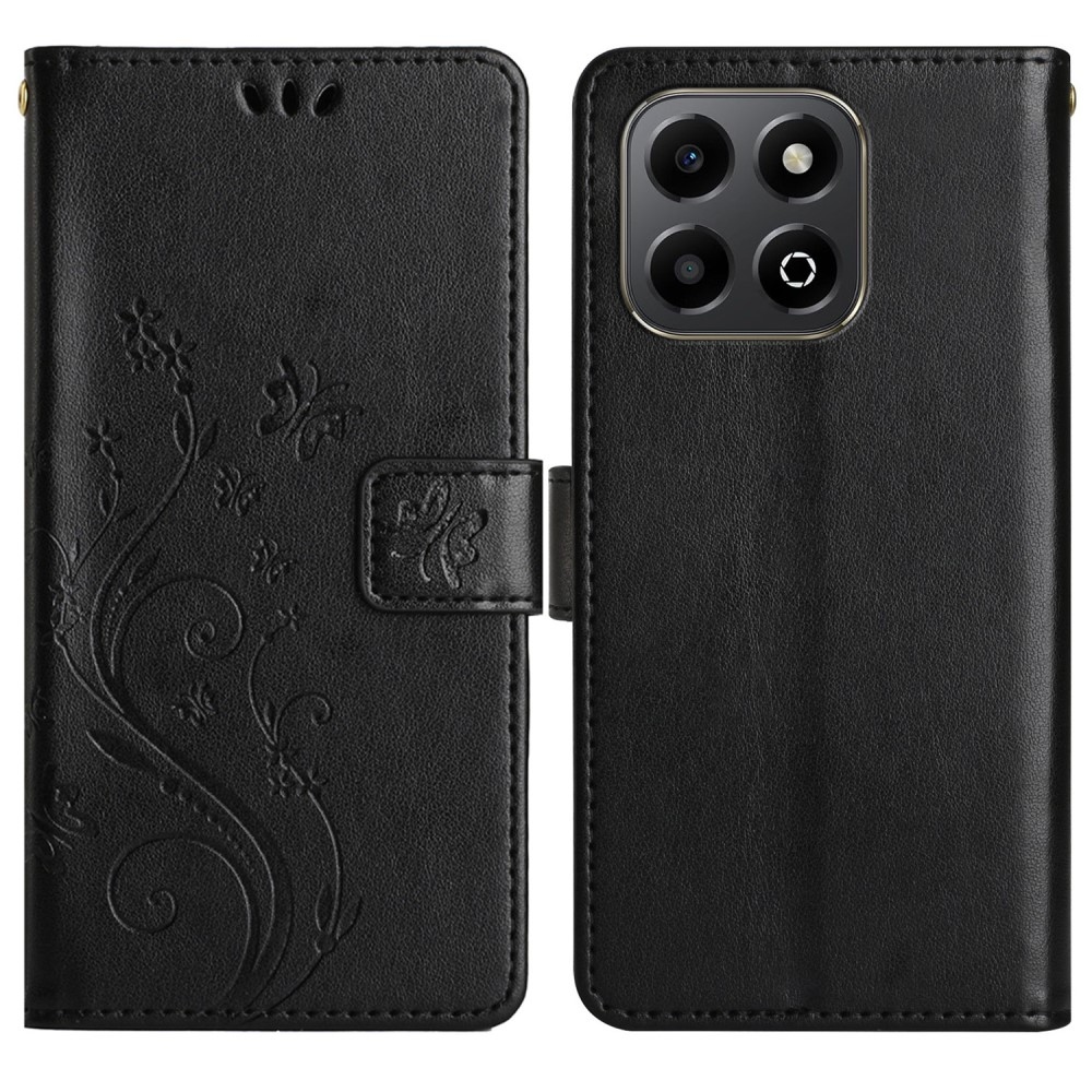 Virágok könyvtáska Honor X6b-hez - fekete