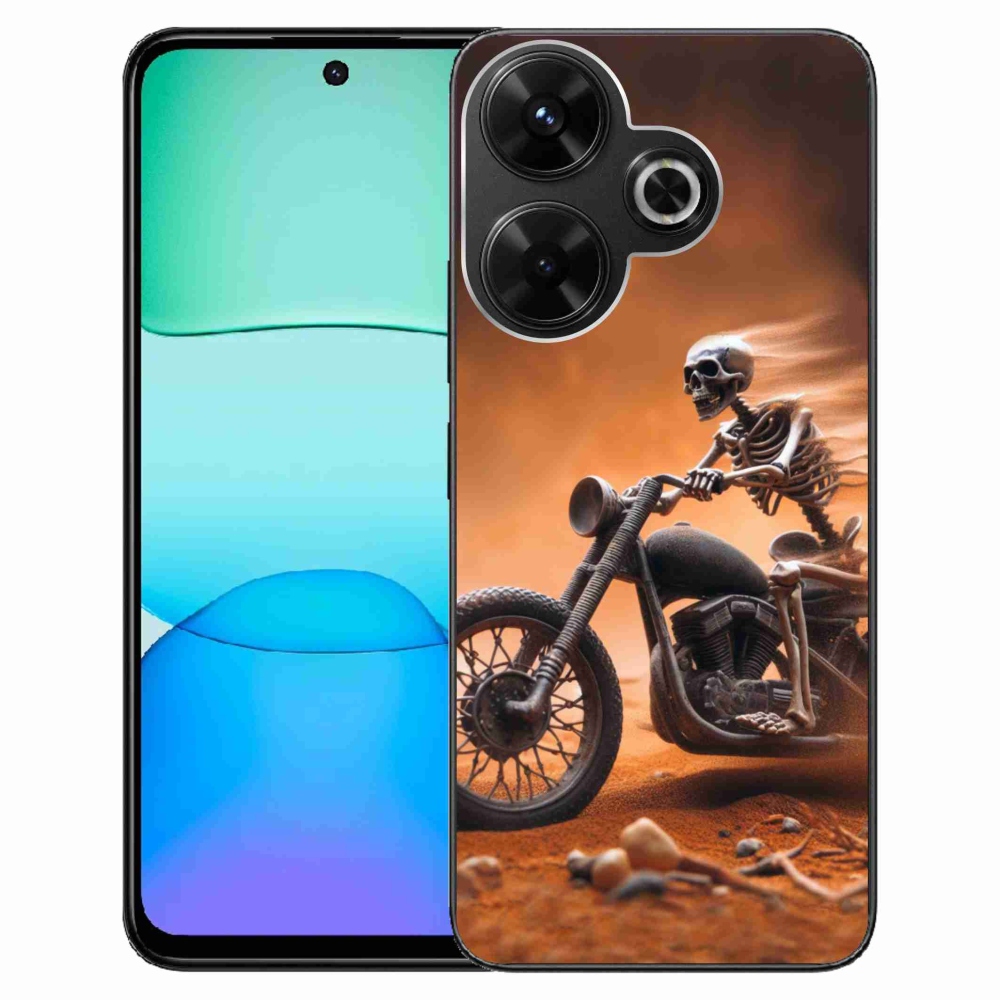 Gél borítás mmCase a Xiaomi Redmi 13 4G/Poco M6 4G számára - csontváz egy motorkerékpáron
