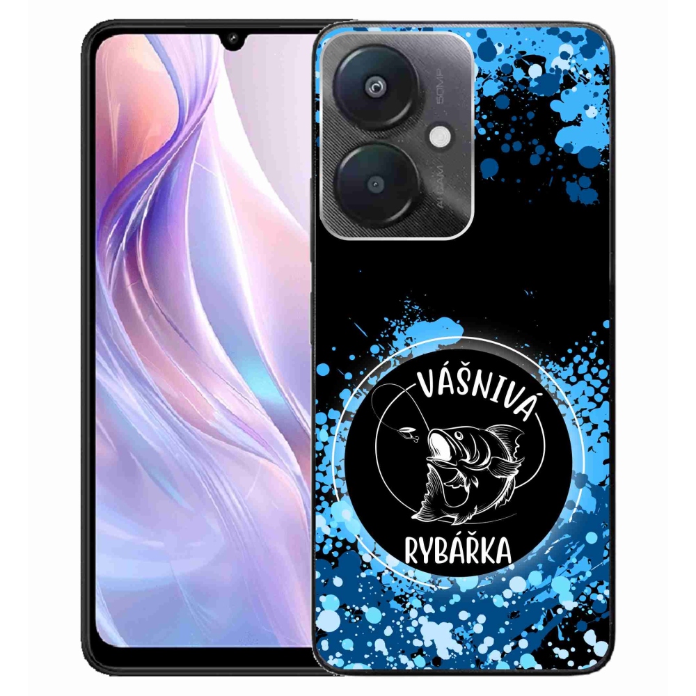 Gél borító mmCase a Xiaomi Redmi 13C 5G számára - szenvedélyes halász fekete háttérrel