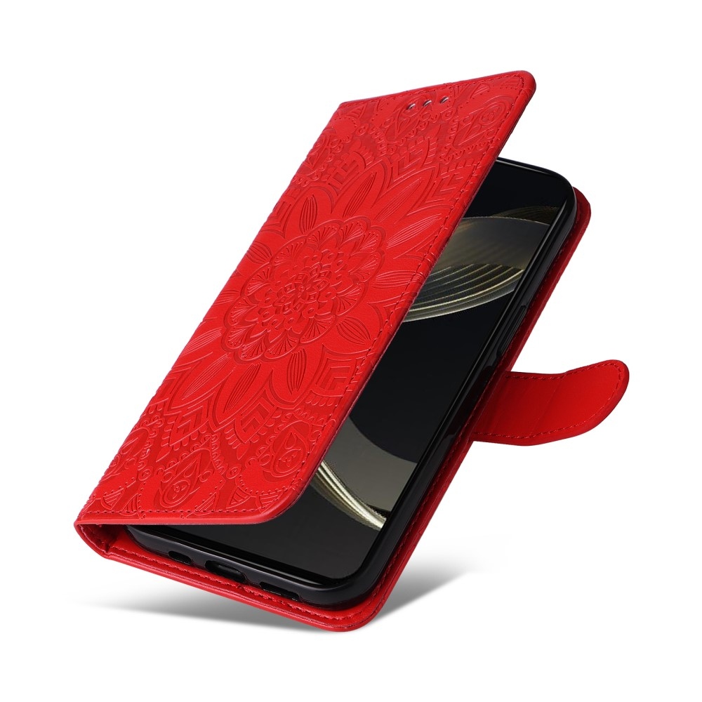 Napraforgó könyv tok Huawei Nova 12 SE-hez - piros