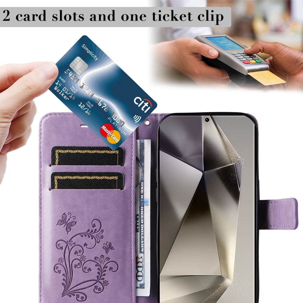 Nagy pillangó könyv tok Samsung Galaxy S25 Ultra készülékhez - lila