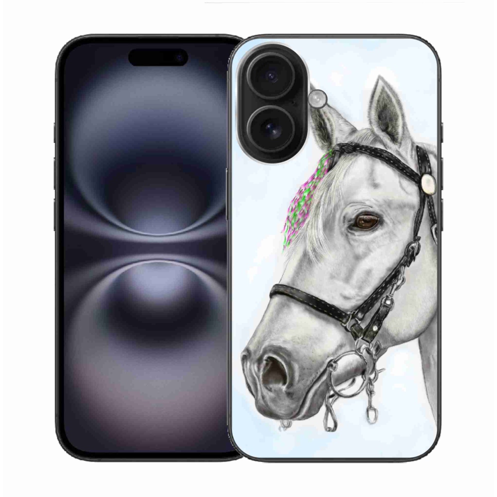 Zselés borítás mmCase iPhone 16 készülékhez - fehér ló 1