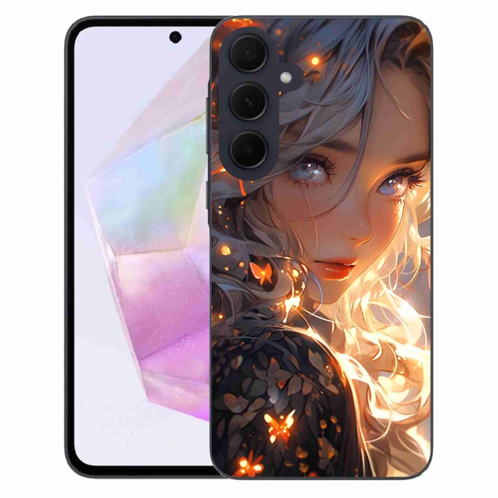 Gél borítás mmCase Samsung Galaxy A35 5G - lány és pillangók