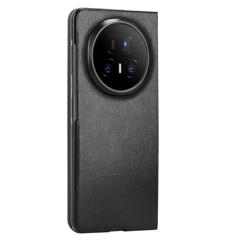 Vintages műanyag tok műbőrrel Honor Magic V5-hez - fekete