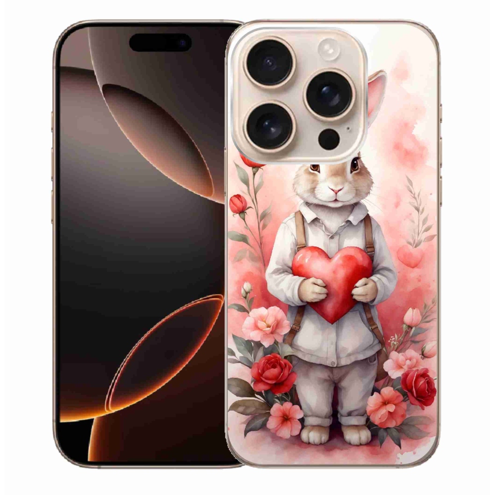 Gél borítás mmCase iPhone 16 Pro Max készülékhez - nyúl szívvel