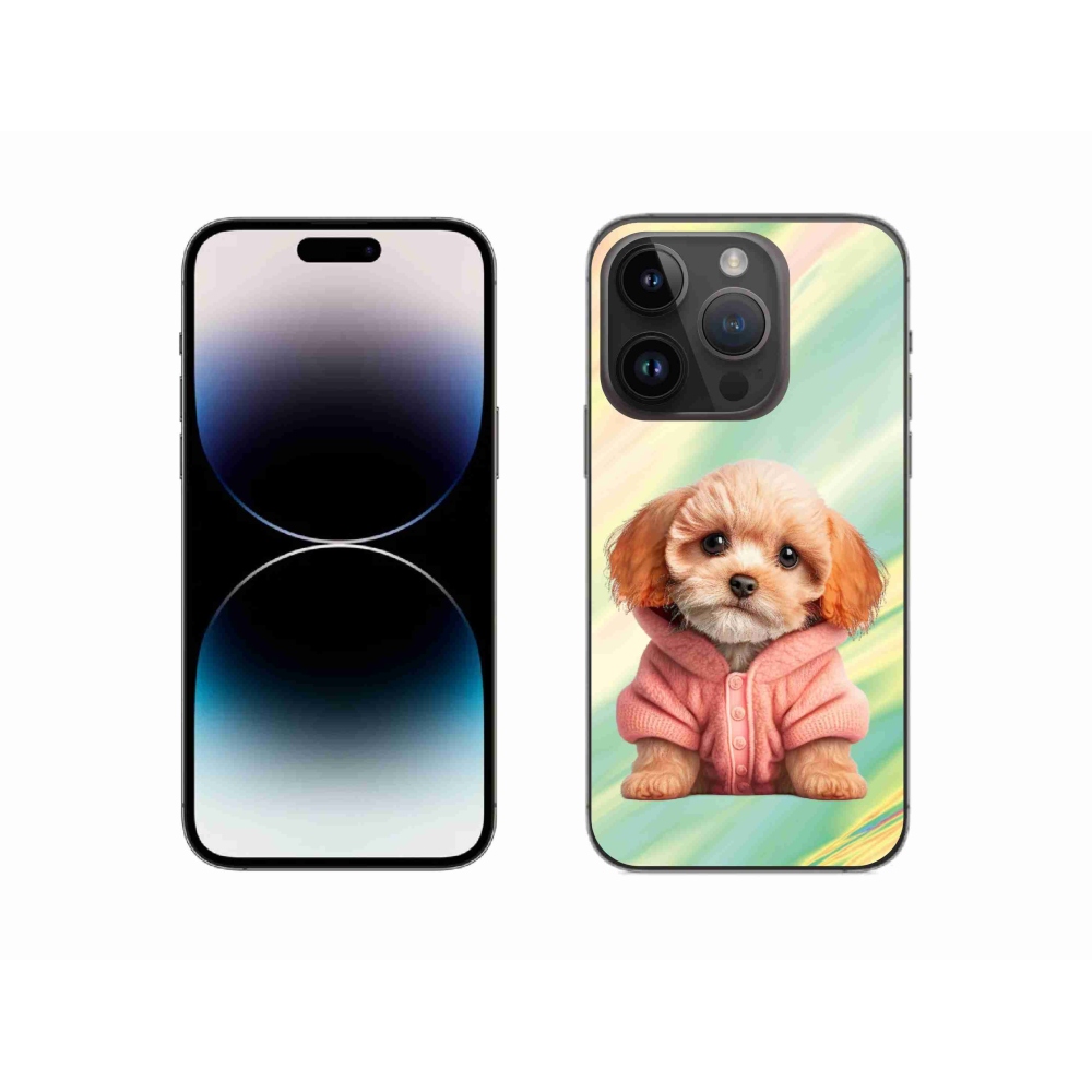 Zselés borítás mmCase iPhone 14 Pro készülékhez - pulóveres kiskutya