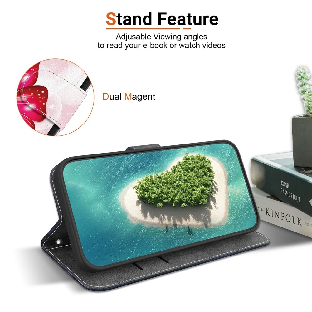 Sokoldalú könyvtáska Xiaomi Redmi 15 4G (171mm) - rózsaszín pillangókhoz