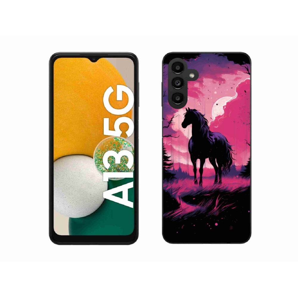 Zselés borítás mmCase Samsung Galaxy A13 5G - fekete rajzfilm ló 1