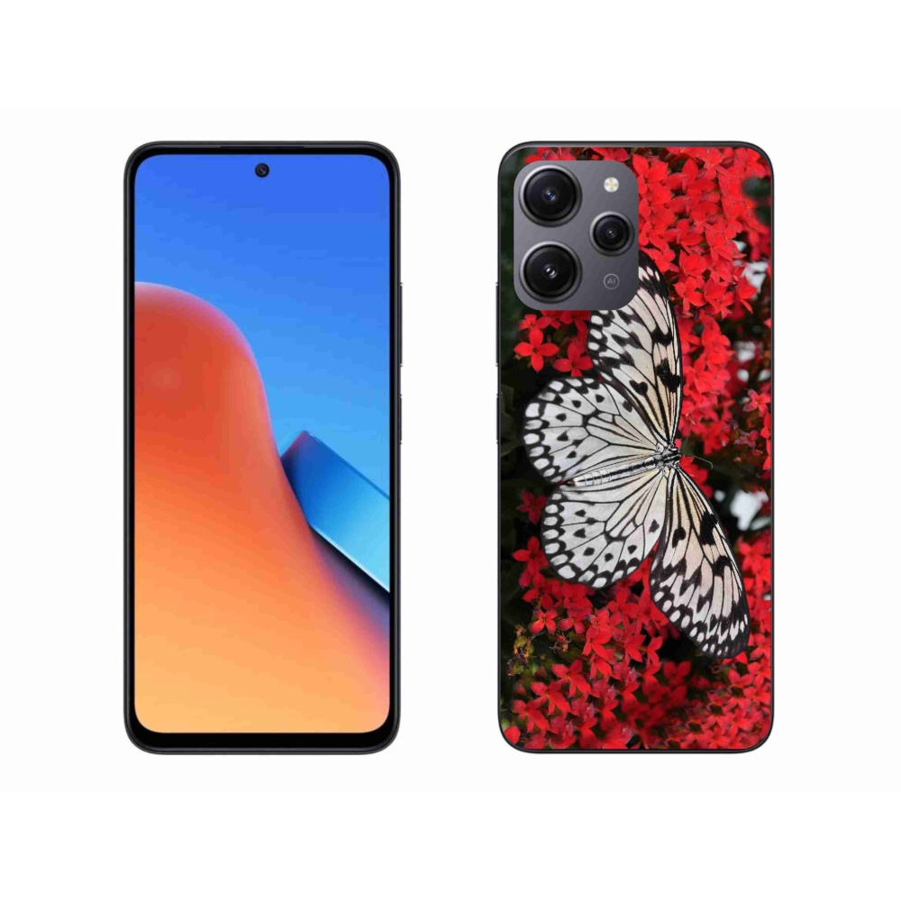 Gél borítás mmCase a Xiaomi Redmi 12-hez - fekete-fehér pillangó 1