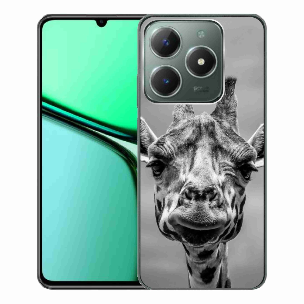 Zselés borítás mmCase a Realme C61 készülékhez - fekete-fehér zsiráf