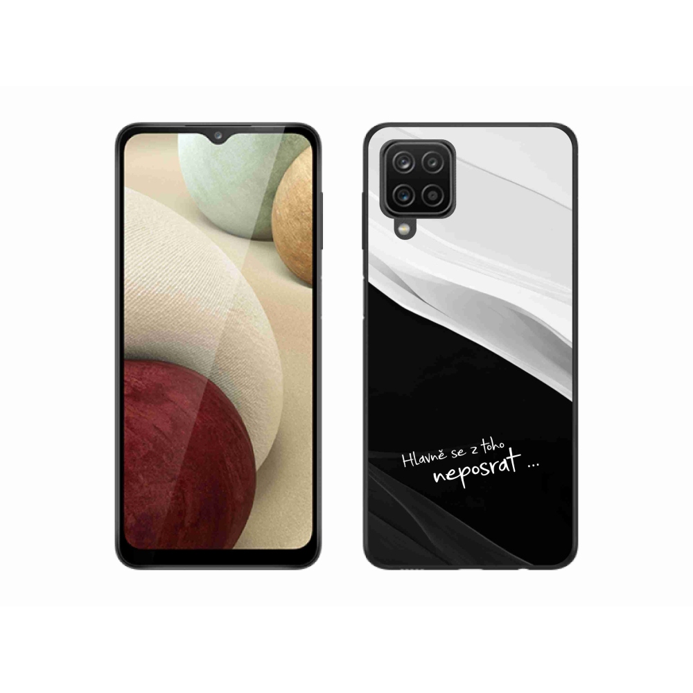 Gél borító mmCase Samsung Galaxy M12 készülékhez - vicces szöveg 13 fekete-fehér háttérrel