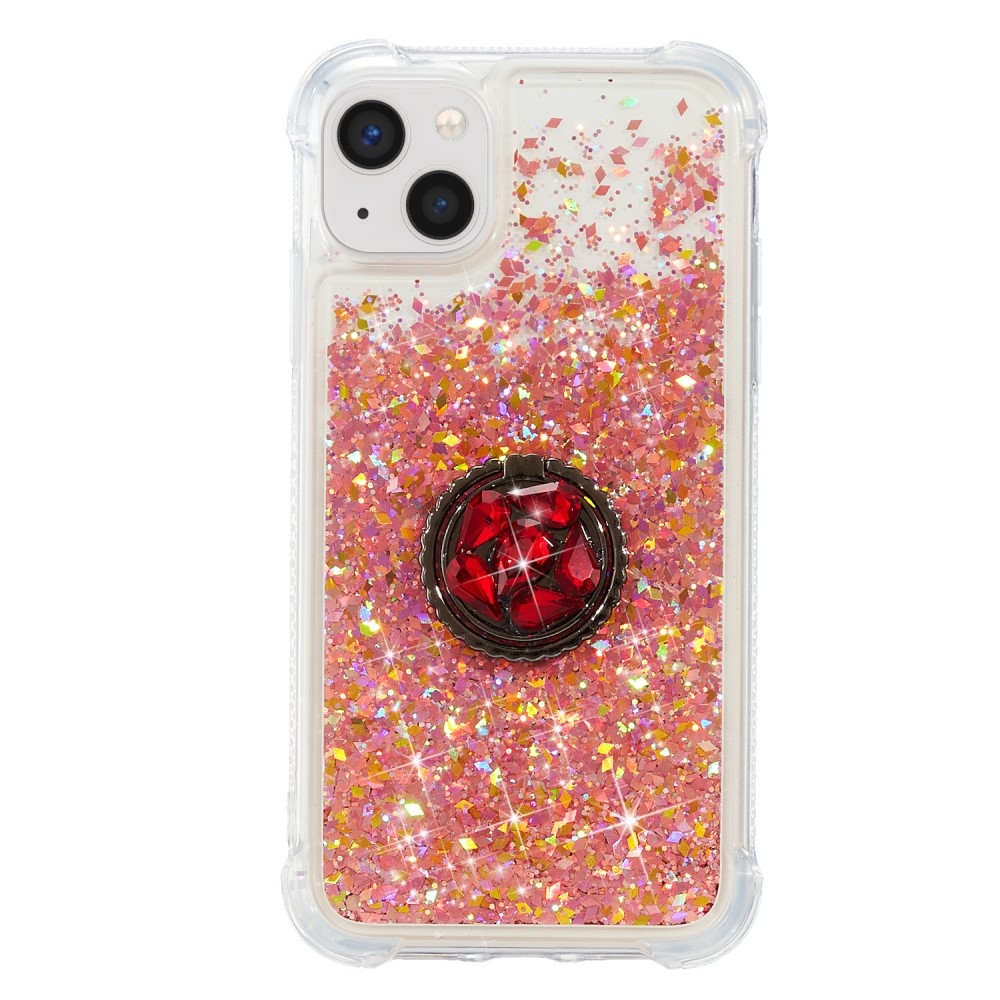 Glitter homokóra zselés tok iPhone 15 készülékhez - rózsaarany