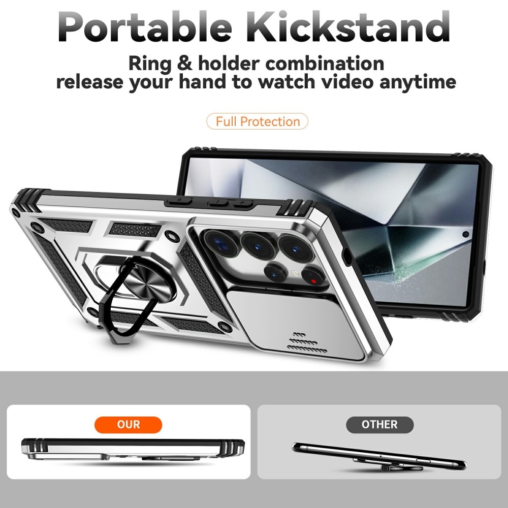 Gyűrűálló borítás Samsung Galaxy S25 Ultra készülékhez - ezüst