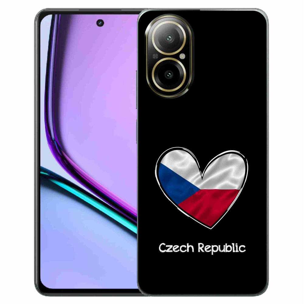 Zselés borító mmCase a Realme C67 készülékhez - zászlós szív fekete háttérrel