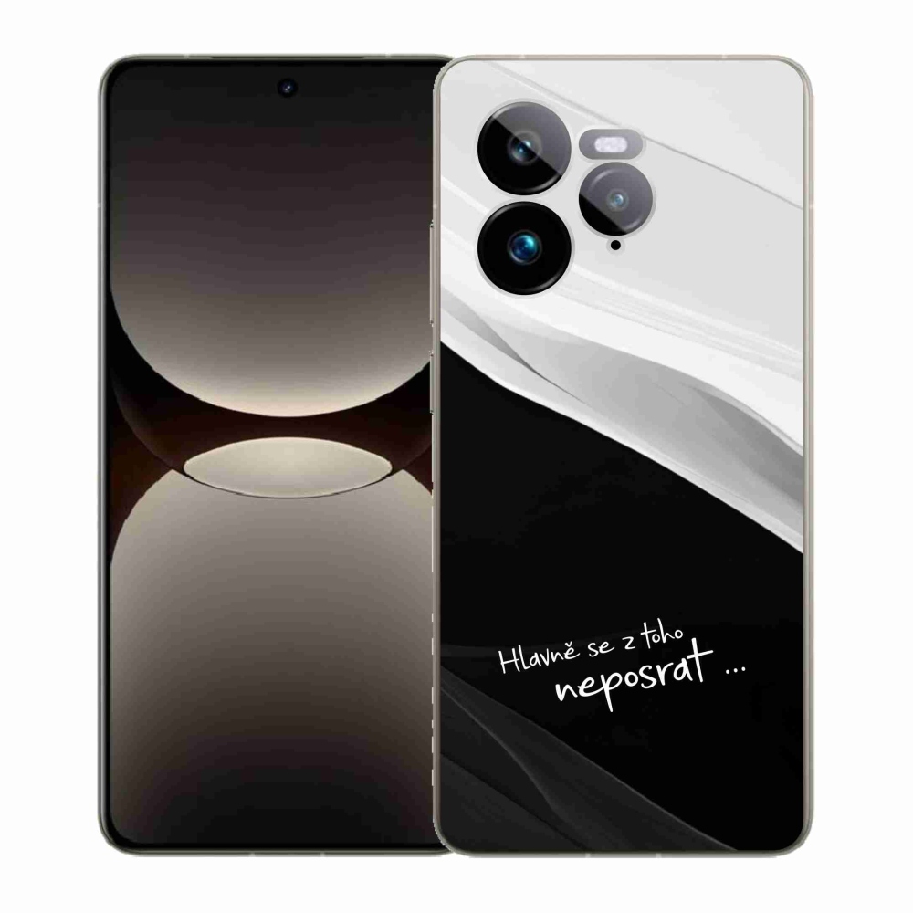 Gél borító mmCase a Realme GT 7 Pro 5G számára - vicces szöveg 13 fekete és fehér háttérrel