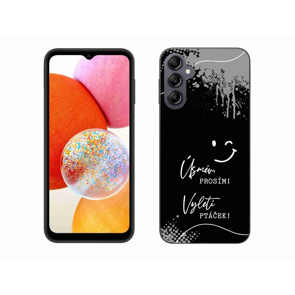 Gél borító mmCase Samsung Galaxy A14 4G/5G - vicces szöveg 4 fekete háttérrel