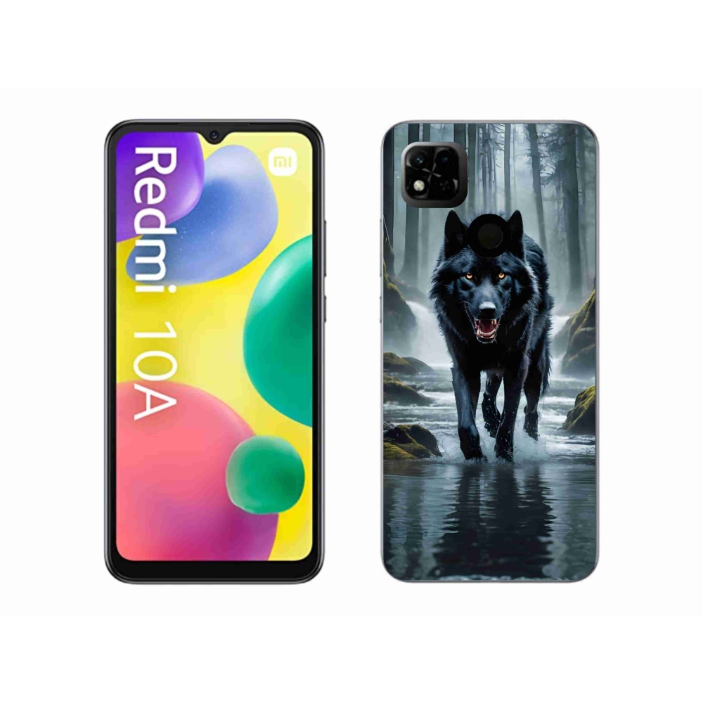 Gél borítás mmCase a Xiaomi Redmi 10A számára - fekete farkas