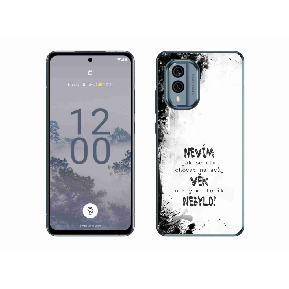 Zselés borító mmCase a Nokia X30 5G készülékhez - vicces szöveg 14 fehér háttér