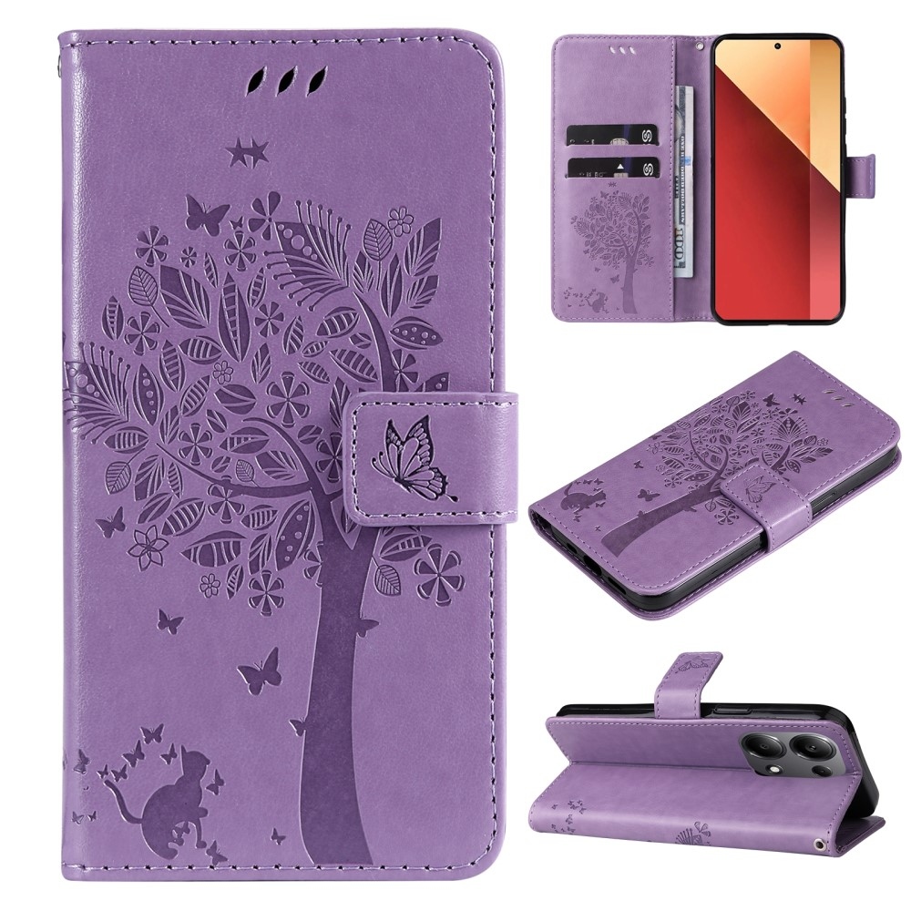 Fák könyv tokja Xiaomi Redmi Note 13 Pro 4G/Poco M6 Pro - világos lila
