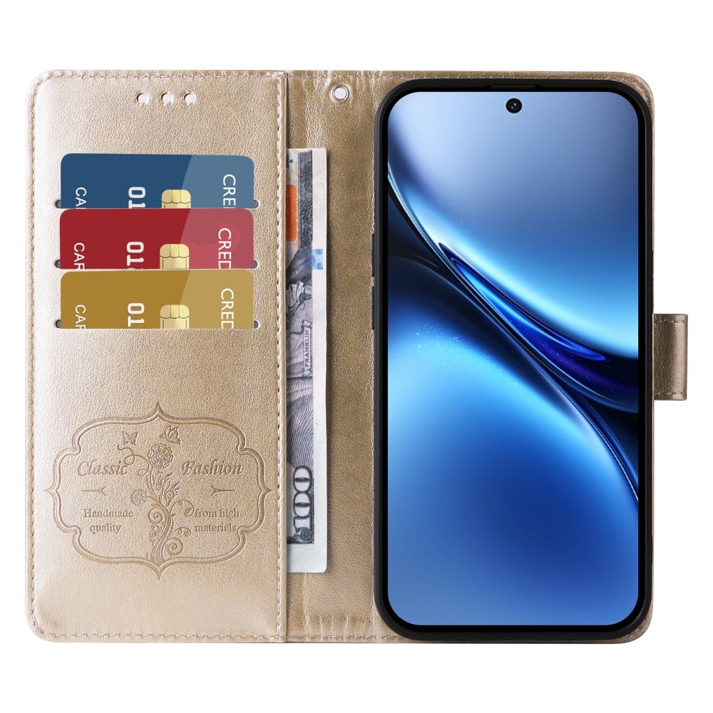 Virágos könyv tok a Vivo X200 5G-hez - arany színű