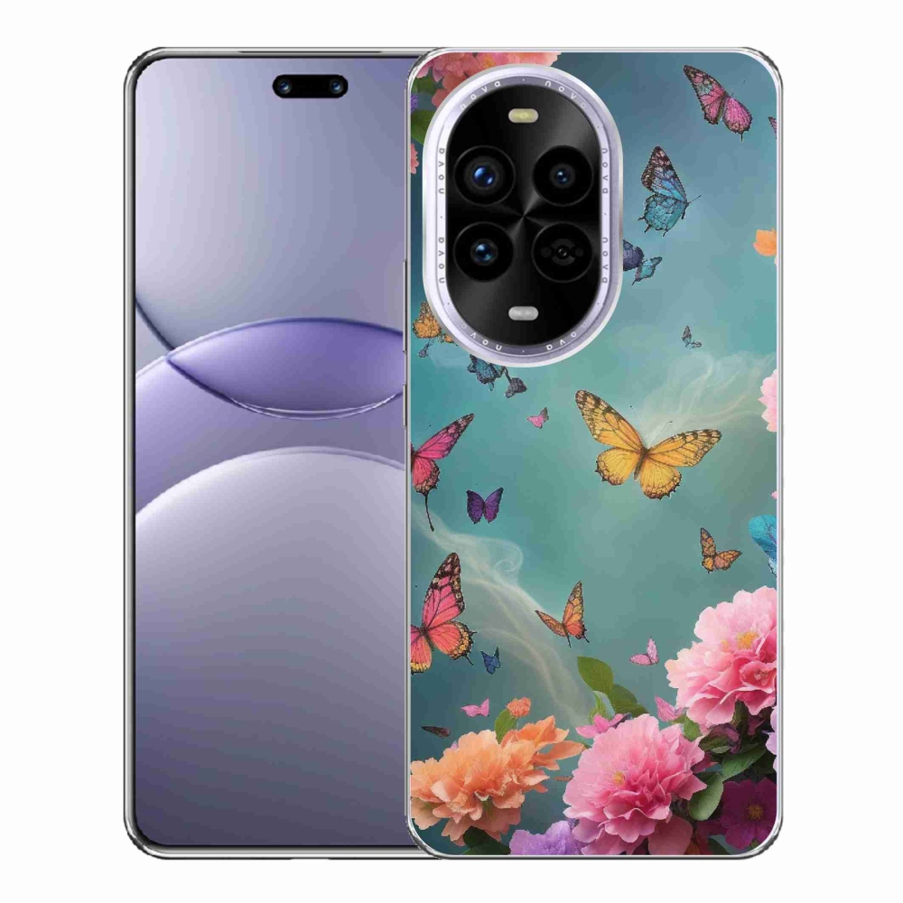 Gél borítás mmCase a Huawei Nova 13 Pro 5G-n - színes virágok és pillangók