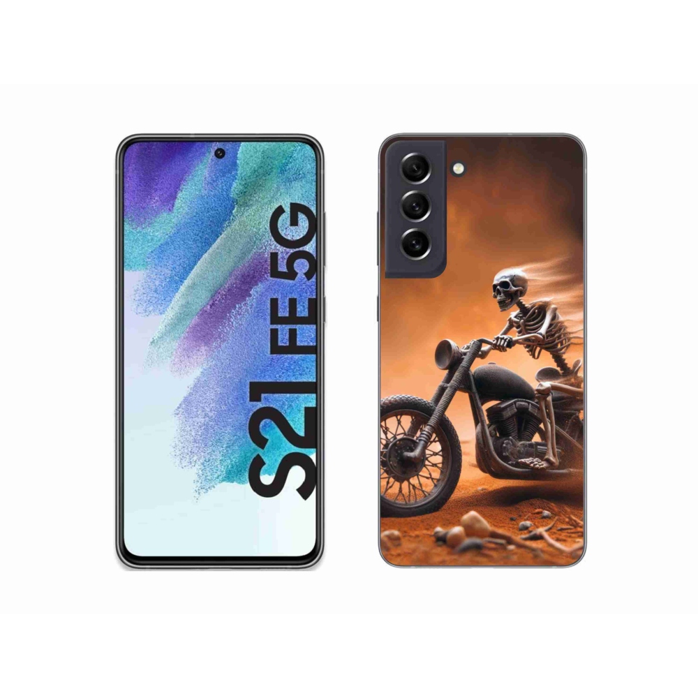 Zselés borítás mmCase Samsung Galaxy S21 FE 5G - csontváz egy motorkerékpáron