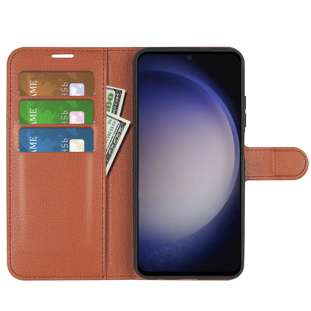 Litchi könyv tok Samsung Galaxy S24-hez - barna