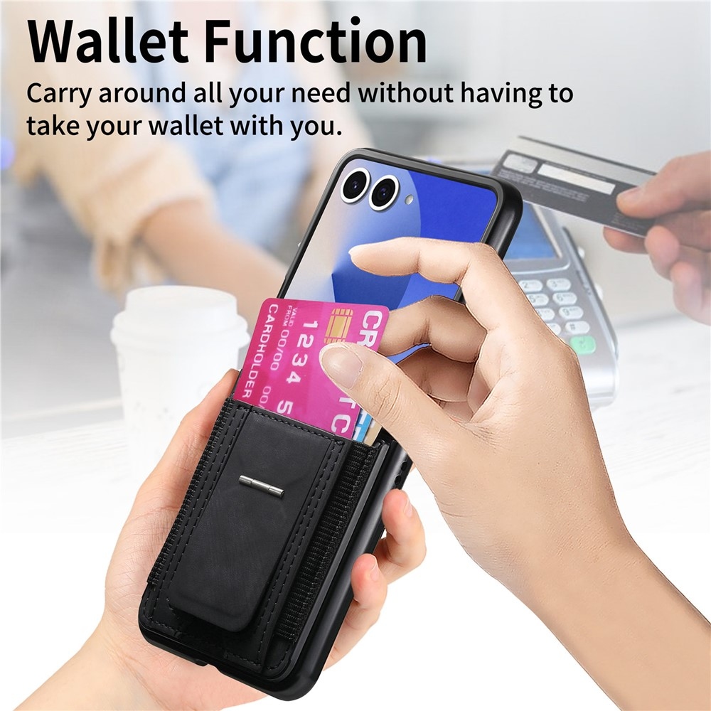 Fényűző műanyag borítás műbőrrel Samsung Galaxy Z Flip7 5G készülékre - fekete