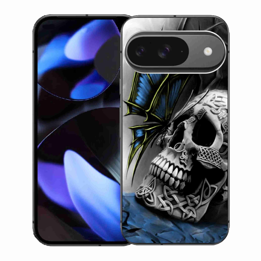 Gél borítás mmCase a Google Pixel 9/9 Pro számára - pillangó és koponya