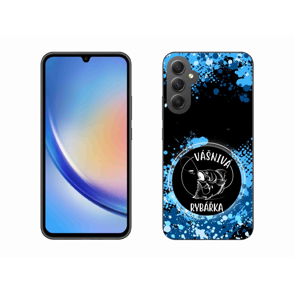 Gél borítás mmCase Samsung Galaxy A34 5G - szenvedélyes halásznő fekete háttérrel