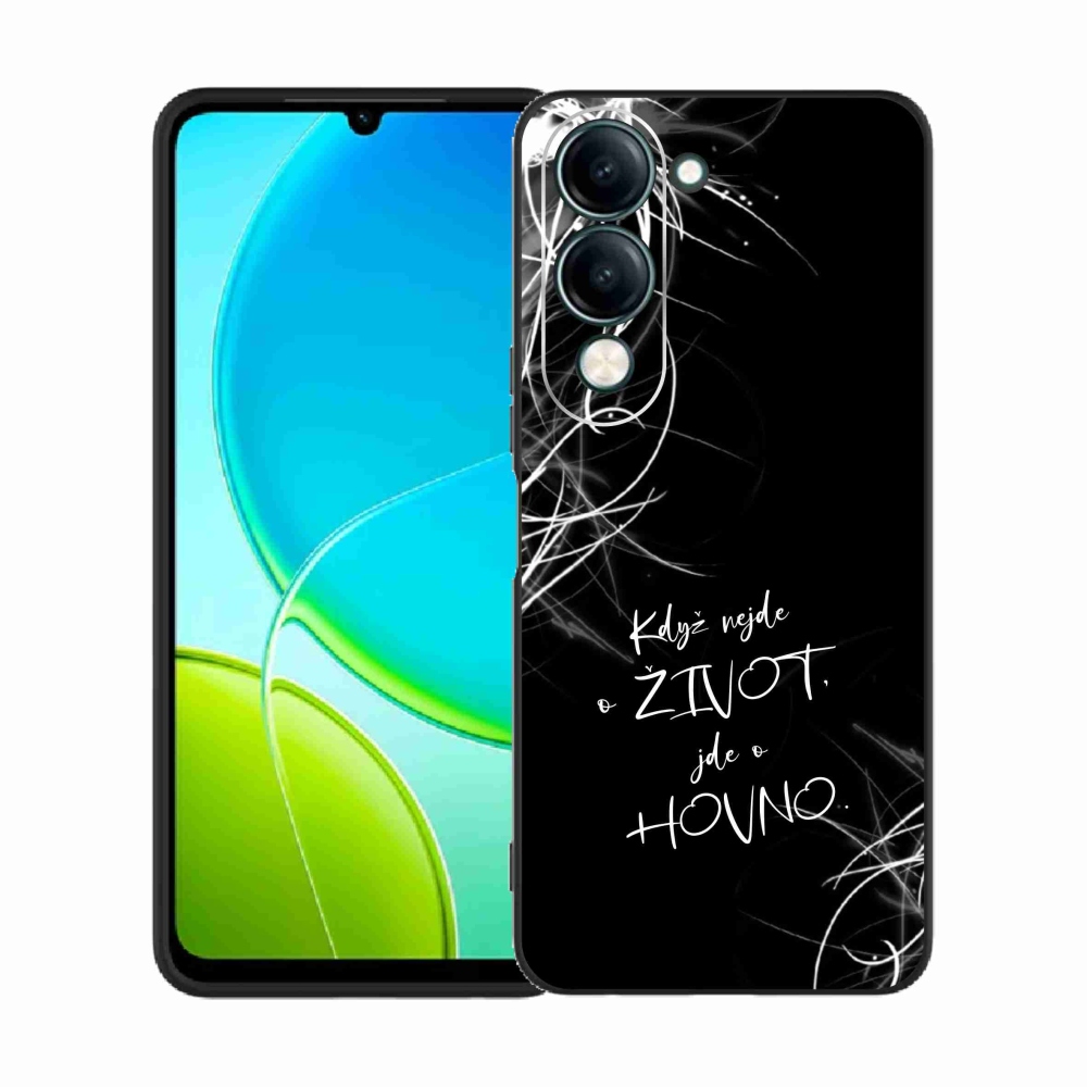 Gél borító mmCase a Vivo Y29s 5G-hez - vicces szöveg 16 fekete háttér