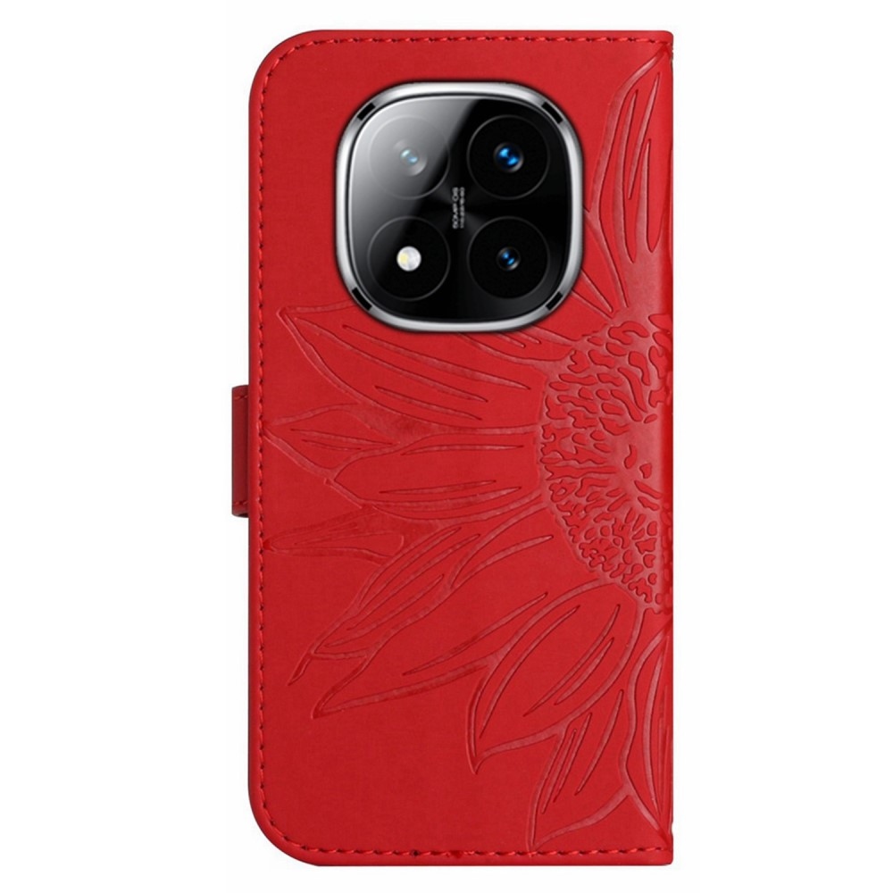 Napraforgó könyv tok Xiaomi Redmi Note 14 Pro-hoz - piros