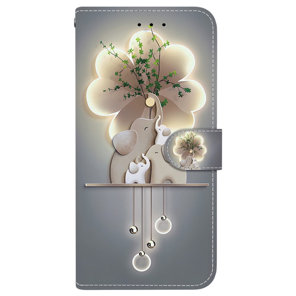 Sokoldalú könyvtáska Samsung Galaxy A36 5G/A56 5G - elefántokhoz